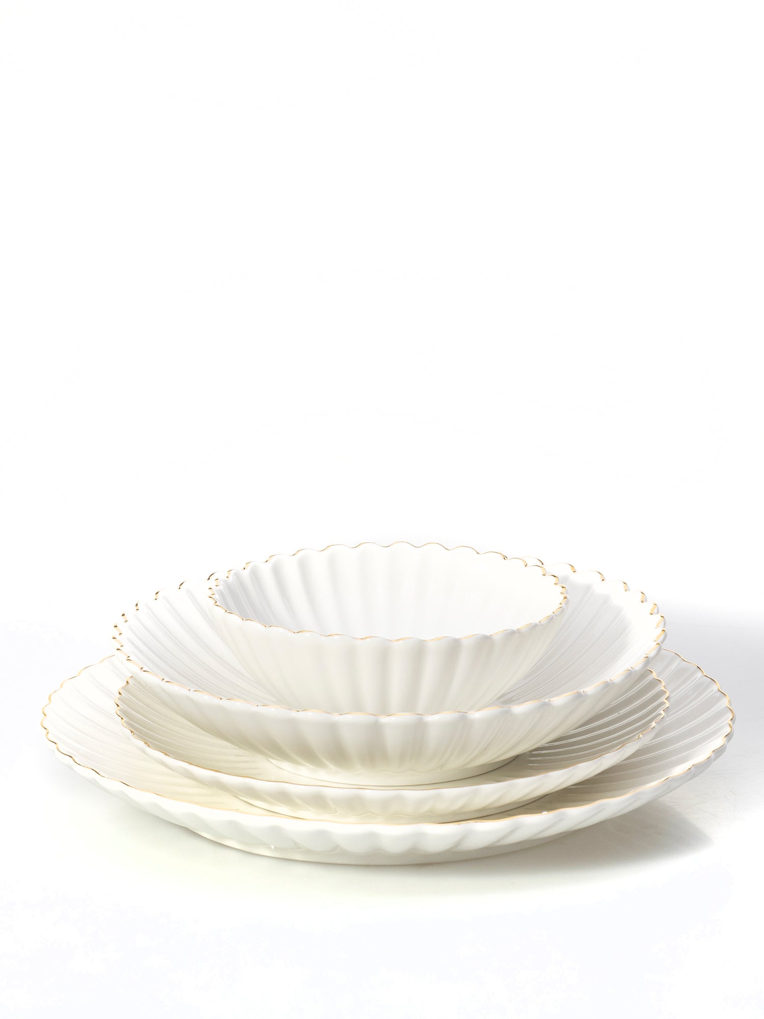 Lotus White-Gold Flower Teller-Set 24-teilig