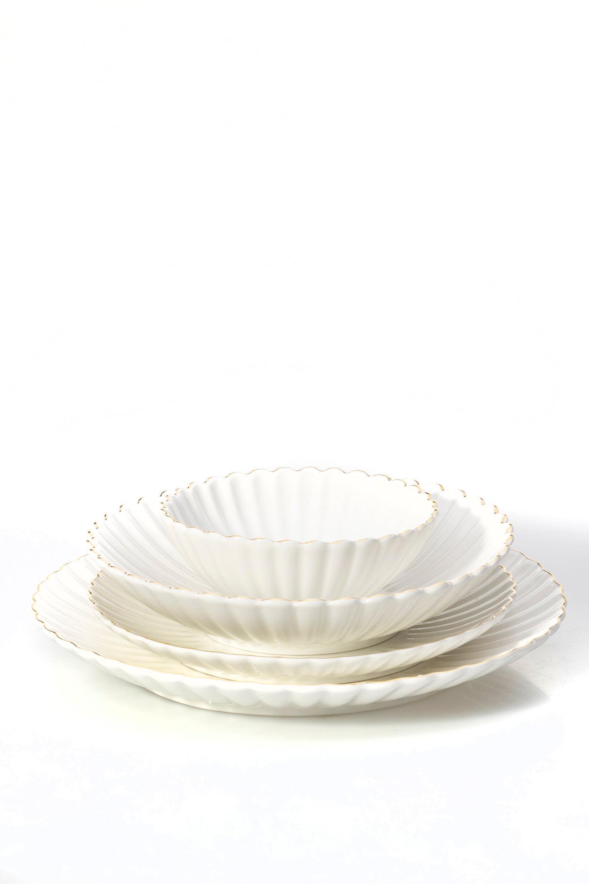 Lotus White-Gold Flower Teller-Set 24-teilig