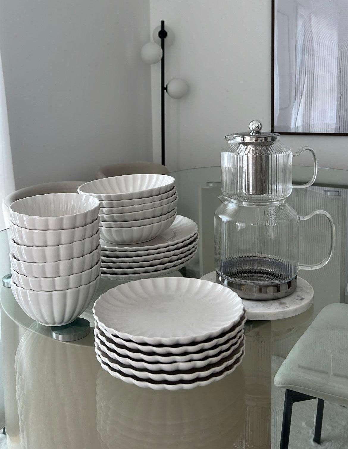 Lotus White Teller-Set 24-teilig