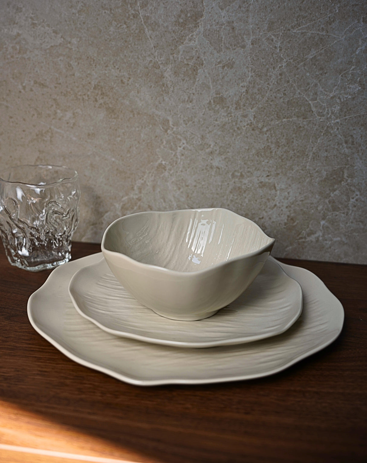 Cermico Beige Geschirr Set 24-teilig