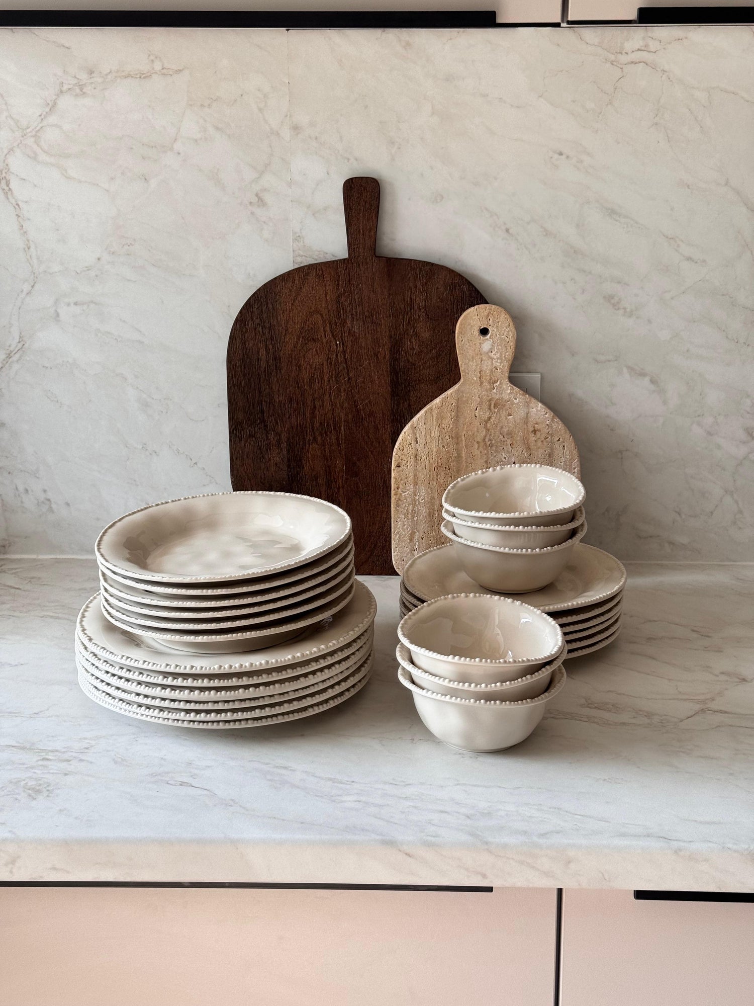 Pearl Teller-Set Beige 24-teilig