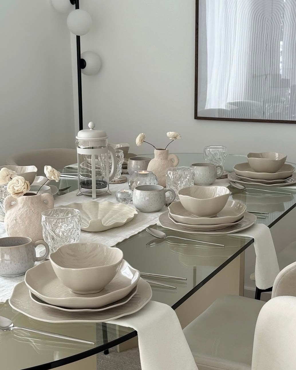 Cermico Beige Geschirr Set 27-teilig