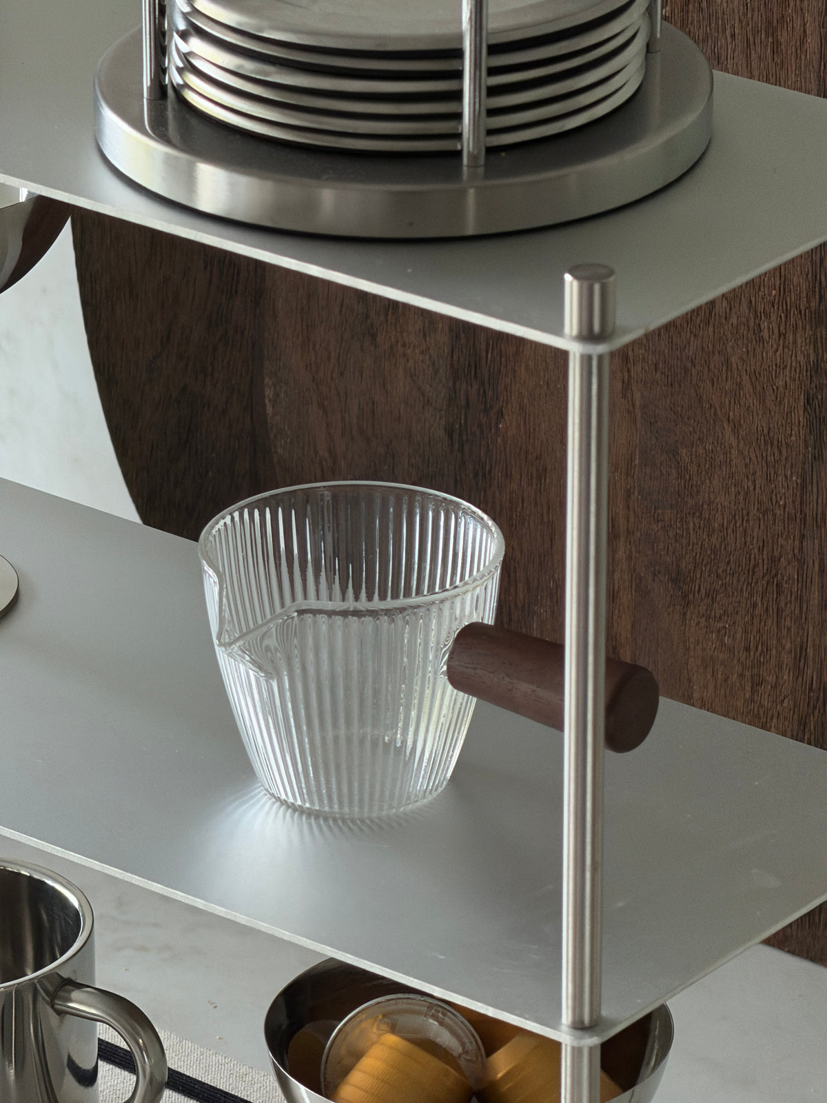 Glas Stripe Akazien Soßenspender 120ml