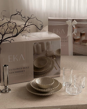 Lotus Beige Flower Teller-Set x Diamond Clear Snack Bundle Set