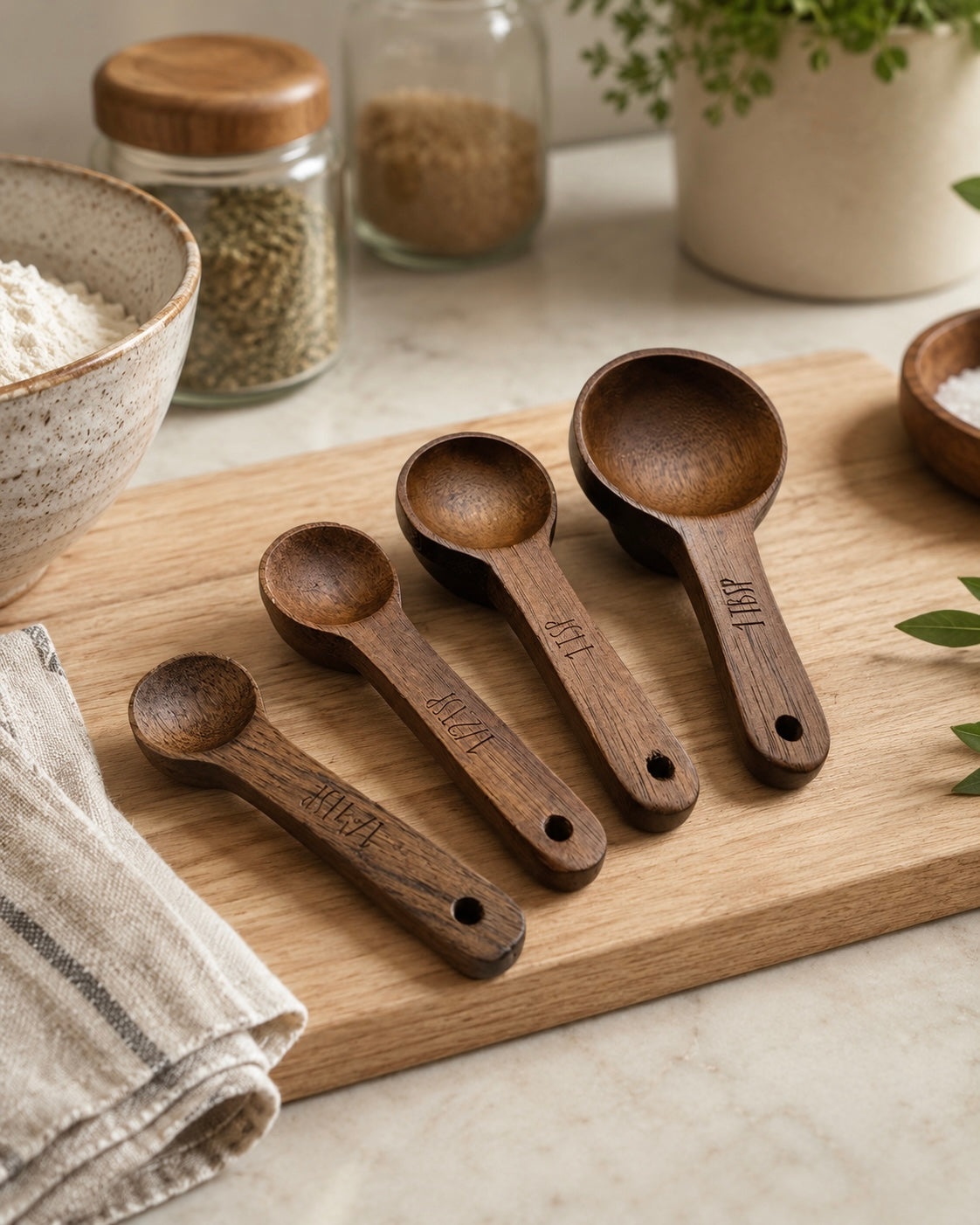 Akazienholz Messlöffel-Set