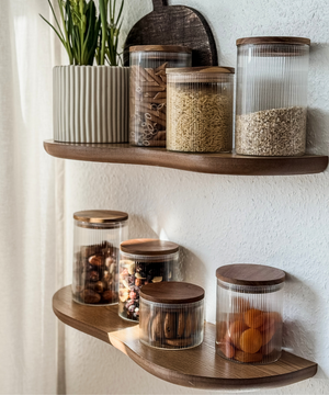 Vorratsgläser Stripe Akaziendeckel 2er Set