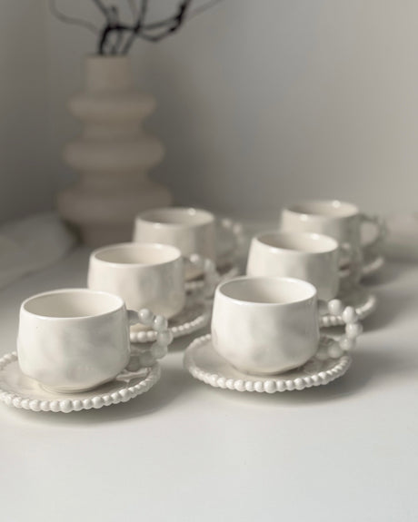 Pearly White Kaffeetassen Set