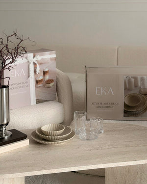 Lotus Beige Flower Teller-Set x Diamond Clear Snack Bundle Set