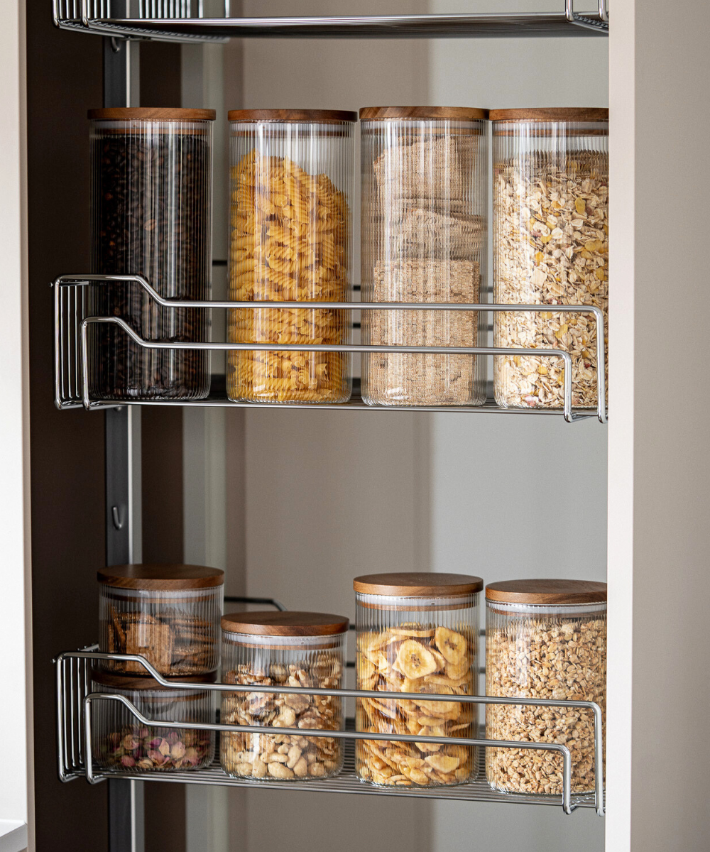 Vorratsgläser Stripe Akaziendeckel 2er Set