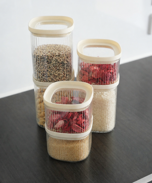 Vorratsglas Beige Kare Stripe 12er Set
