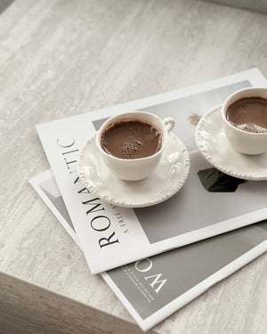 Pearl White Mokkatassen Set