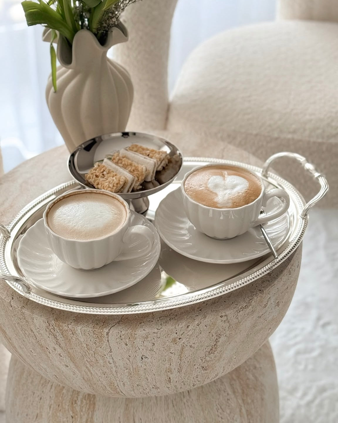 Lotus White Kaffee-Set für 6 Personen