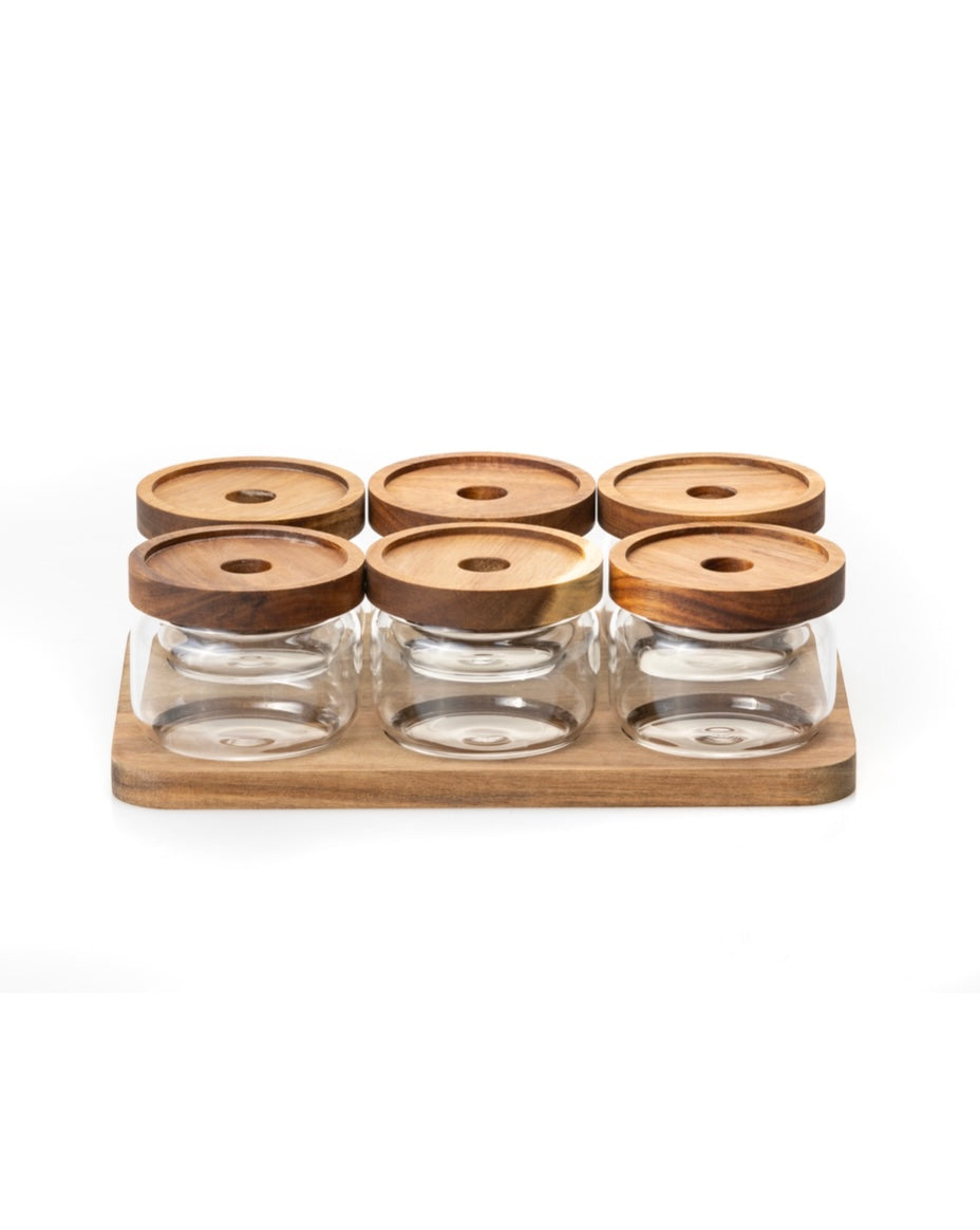 Gewürzglas 6er Set mit Brett