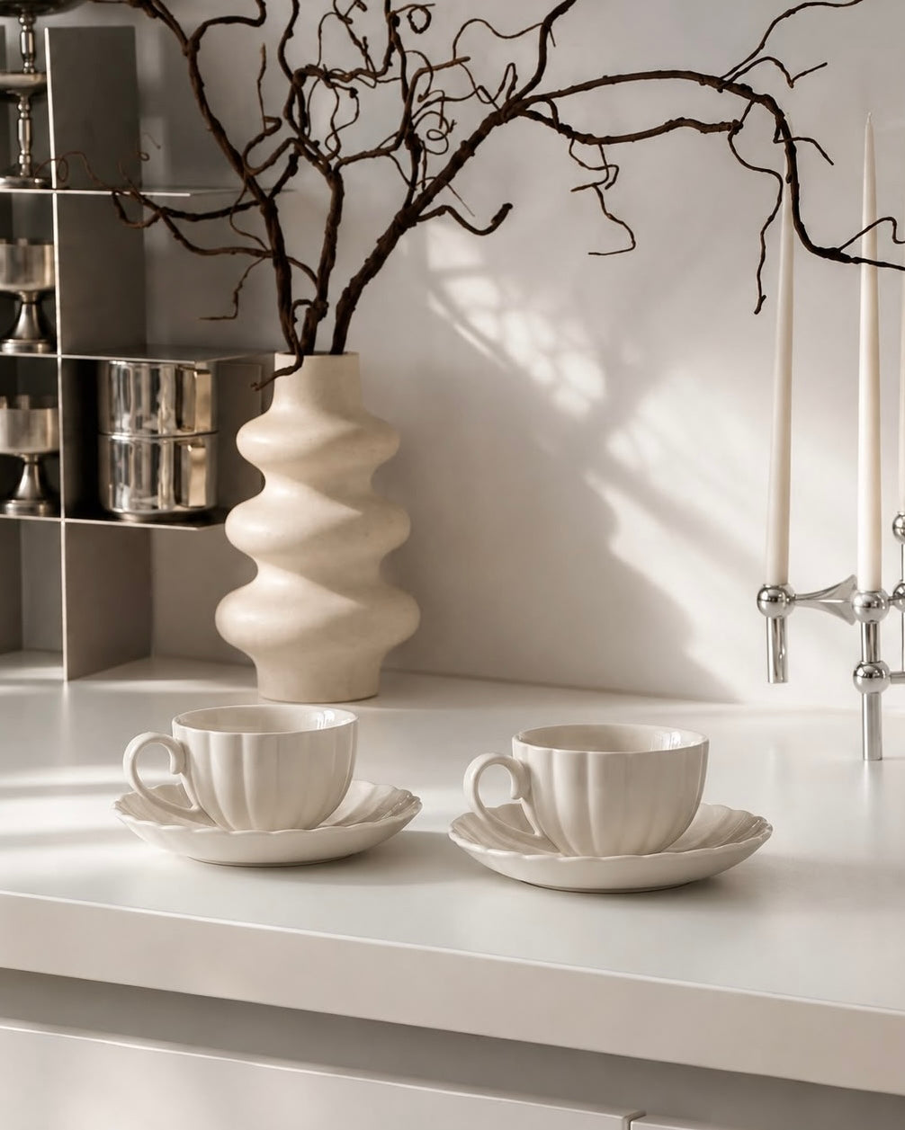 Lotus White Kaffee-Set für 6 Personen