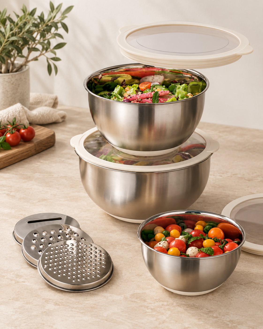 Salat Bowl Set Edelstahl