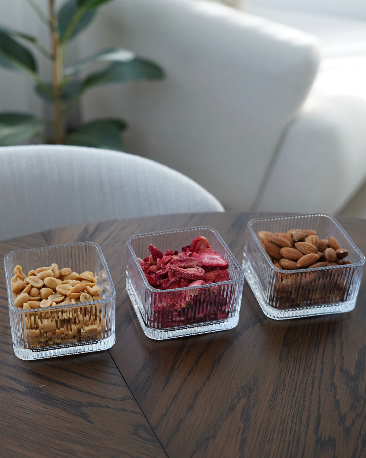 Rillen Glas Schale Kare 6er Set