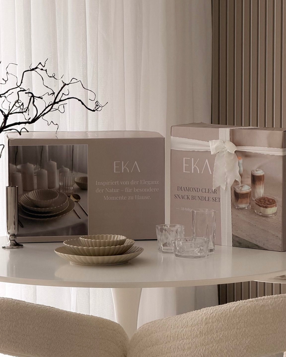 Lotus Beige Flower Teller-Set x Diamond Clear Snack Bundle Set