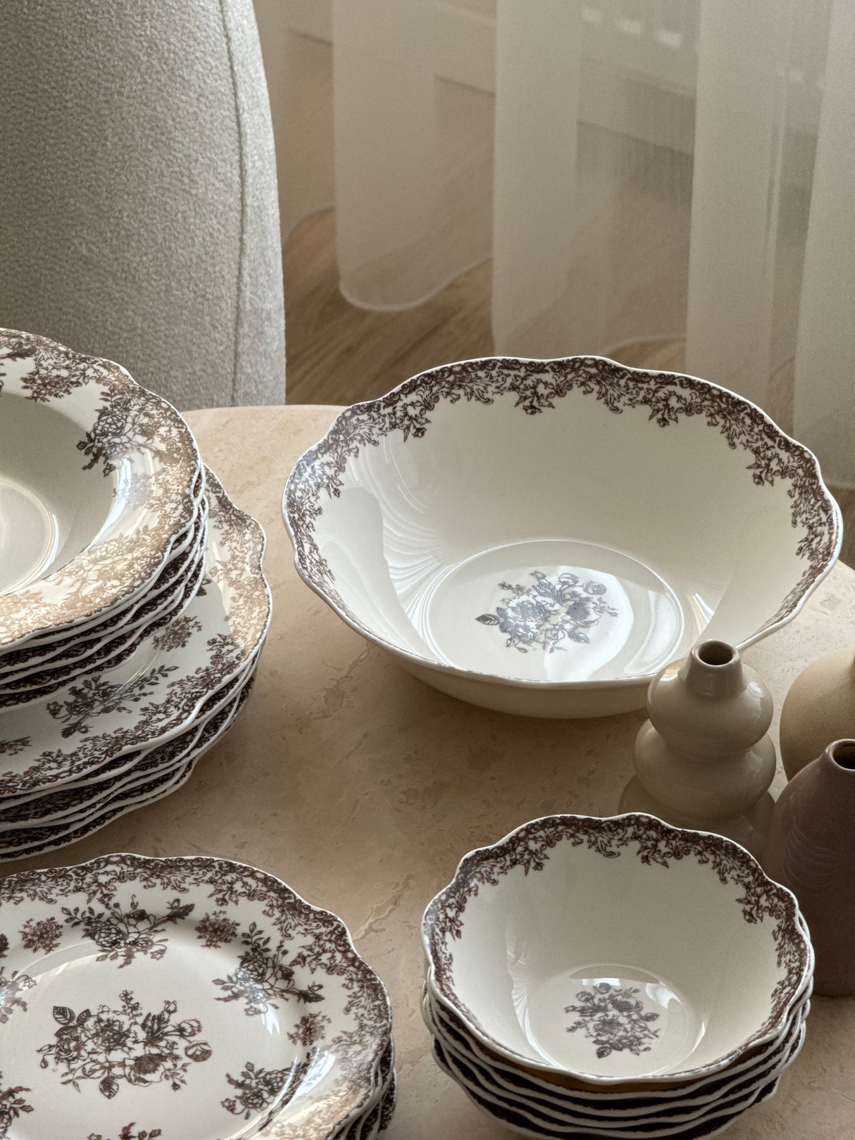 Vintage Brown Teller - Set 25-Teilig