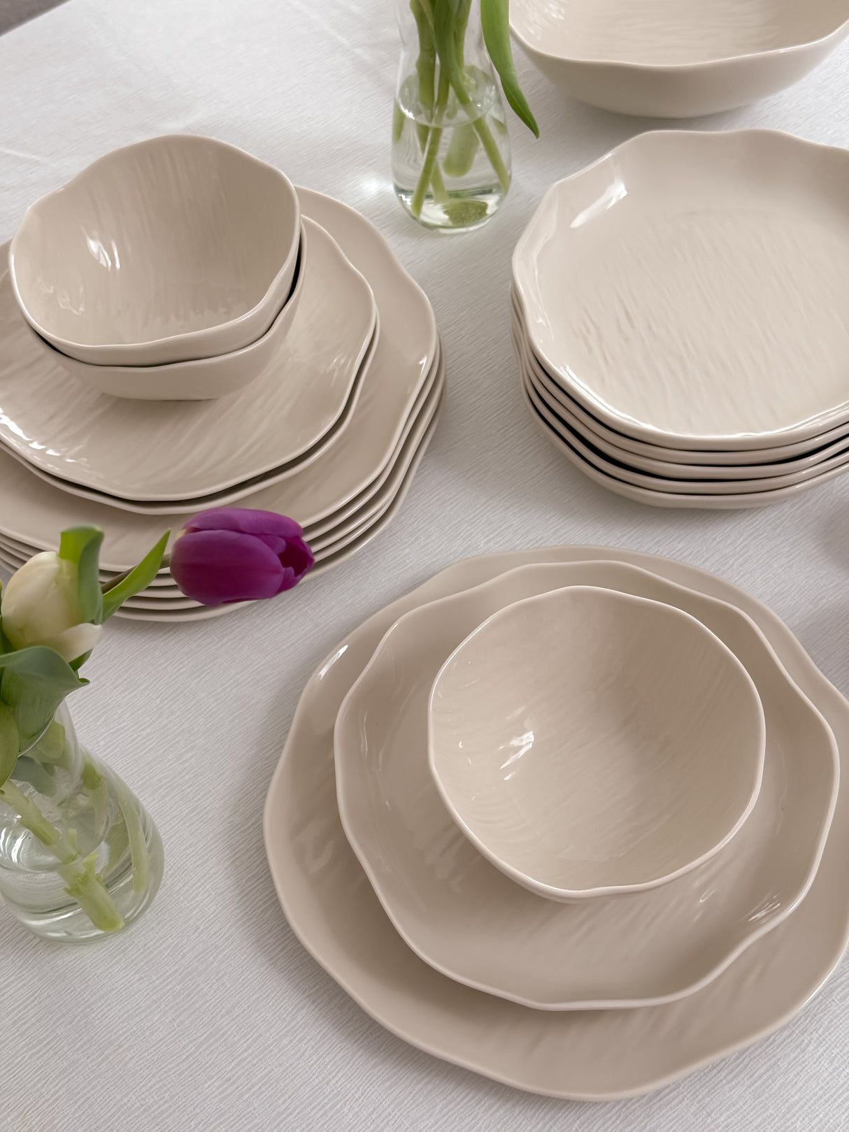 Cermico Beige Geschirr Set 27-teilig