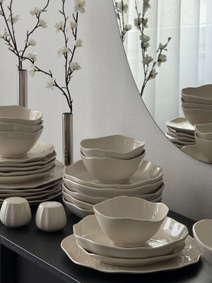 Cermico Beige Geschirr Set 27-teilig